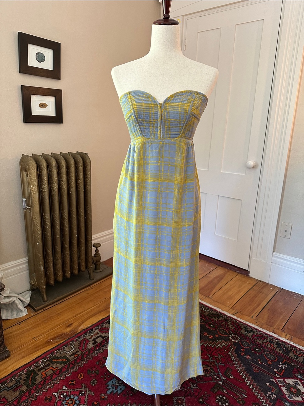 Anthropologie Strapless Silk Empire Waist Maxi Dress